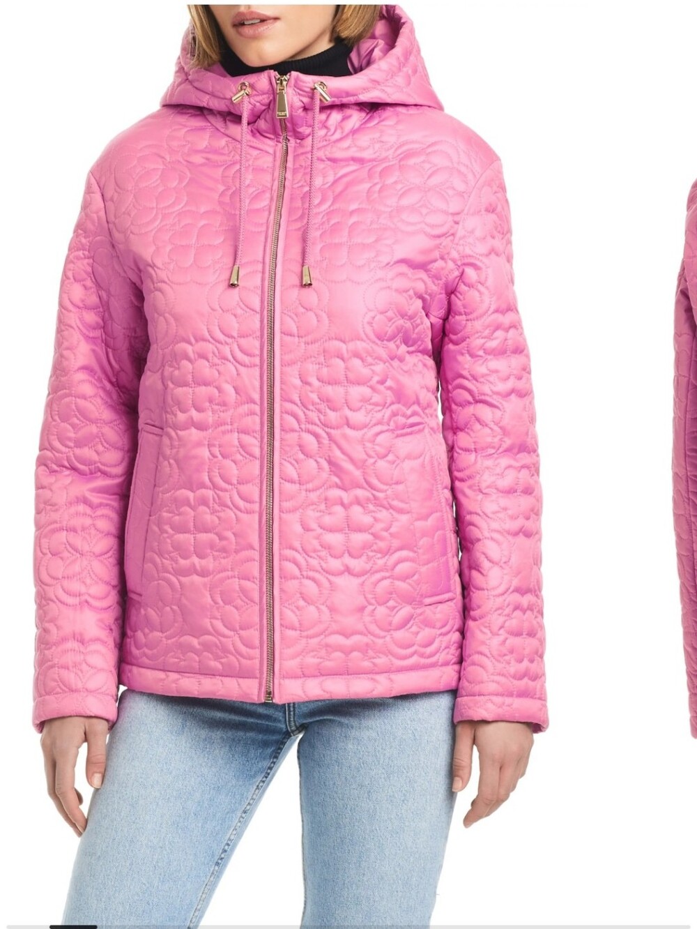 Kate Spade New York quilts hooded jacket in Echinacea Flower Large